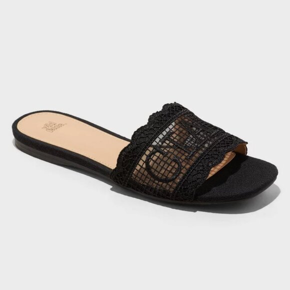 Women's Josephina Lace Flat Sandals - Wild Fable™ Black - Picture 1 of 6